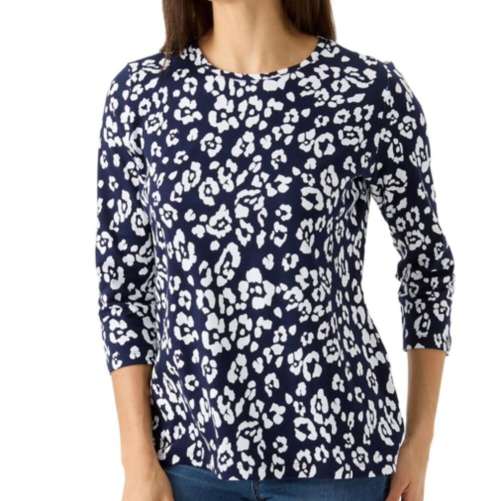 NWT KIM ROGERS Women's 3/4 sleeve shirt, small, scenic flower print